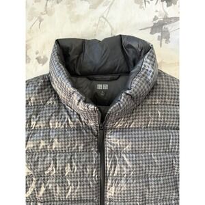 Uniqlo Ultra Light Down Filled Bubble Puffer Vest Jacket Houndstooth Mens XL EUC